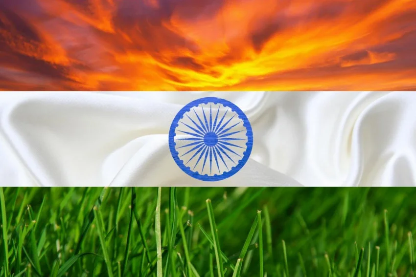 Indian Flag with Sky